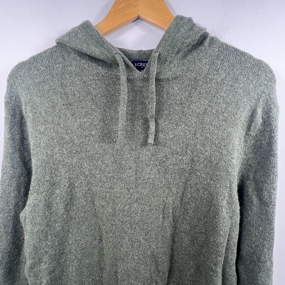J Crew Olive Green Sweater Hoodie Size M Lambswool blend - Picture 2 of 10